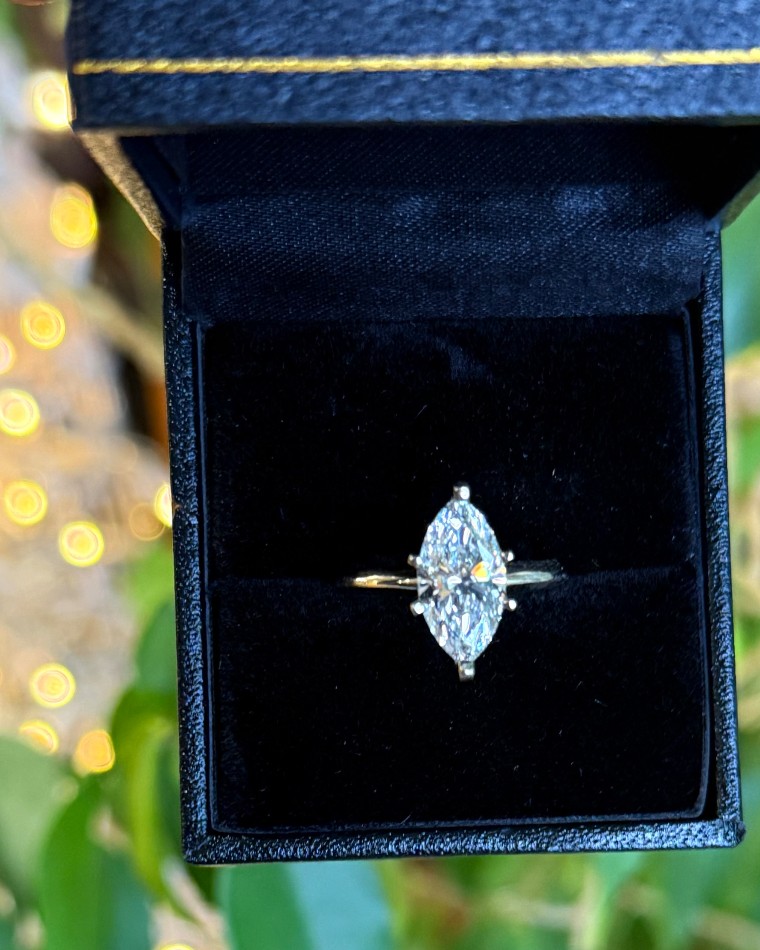 Marquise-cut diamond solitaire engagement ring